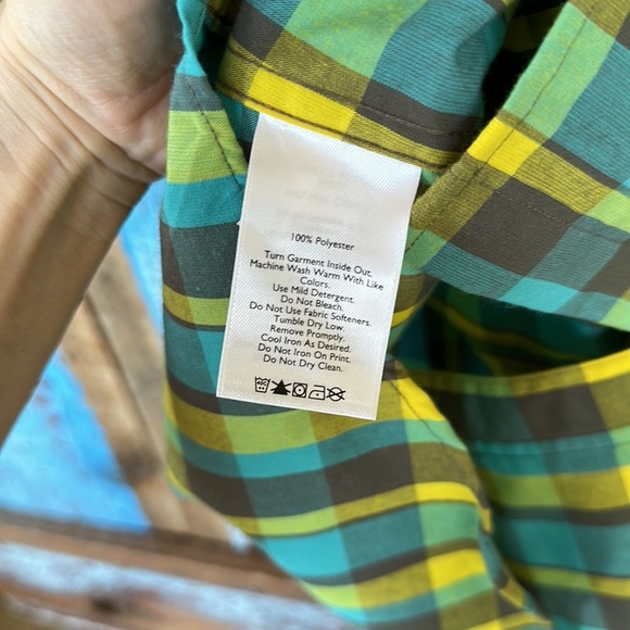 Eddie Bauer Mens M SS Reroute Shirt Bark Green Blue Button Down NWT Size Large - Picture 4 of 5